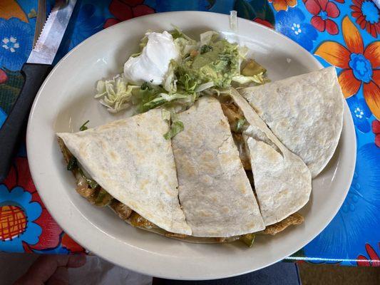 Veggie Quesadillas with chicken. Moist and juicy.