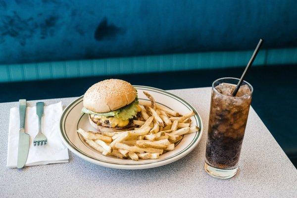 Classic Diner Burger with house cut fries