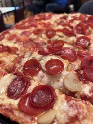 Pepperoni and Mushroom pizza