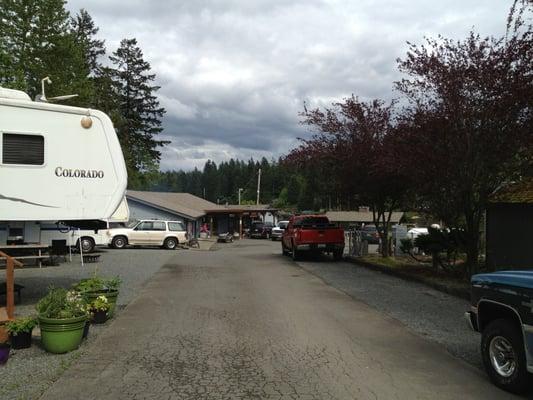 RV spots looking toward the on-site store.