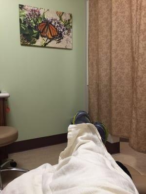 Waiting for my pet scan. They gave me a warm blanket which I appreciated very much.