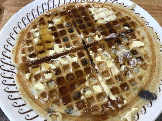 Syrupy buttery amazing blueberry waffle