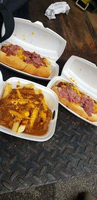 2 Detroit Style Coney Dogs & Chili Cheese Fries