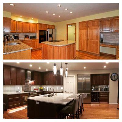 Kitchen before and after views