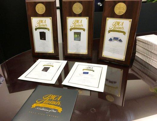 Just a few PICA Awards demonstrating our quality excellence.