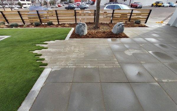 Turf, decorative cement, landscaping