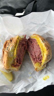 Corn Beef on a Onion Roll