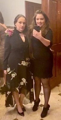 Me feeling fierce in my dress with my daughter!