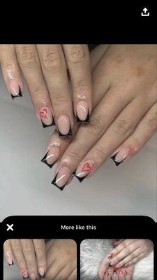 Exact same inspo shown to both nails techs both days.