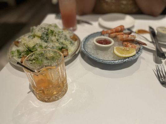 The Caesar Salad and Jumbo Shrimp Cocktail