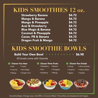 Kids menu