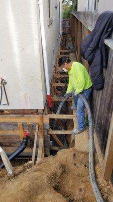 Pouring new footing at Existing building