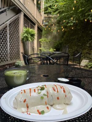 A breakfast burrito with a matcha made in heaven!