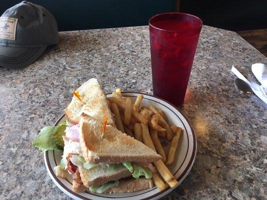 Last Friday's main lunch course--followed by a good, cherry pie! Hmm, good!