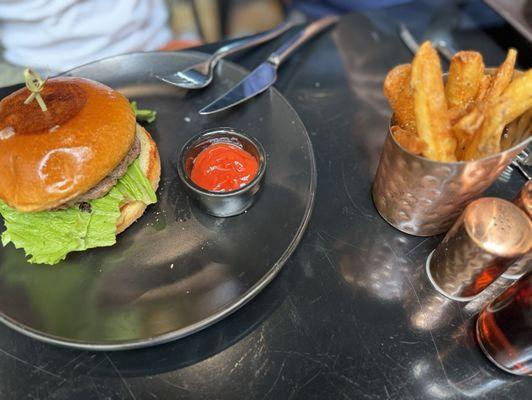 Burger and chips