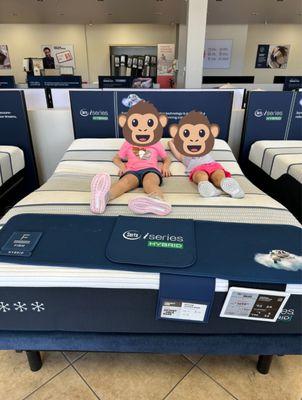 Just a couple of mattress monkeys trying out the adjustable base mattress.