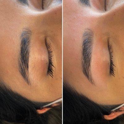 Brow clean up by Esthetician Kara