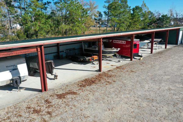 Covered & Enclosed parking for boats, RVs, and trailers.