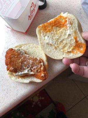 Sad piece of chicken on that slider