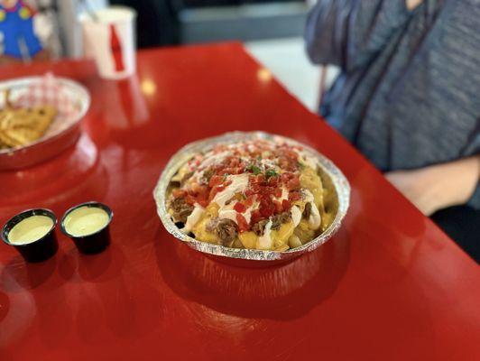 Nachos with brisket - I'd get carne asada next time.