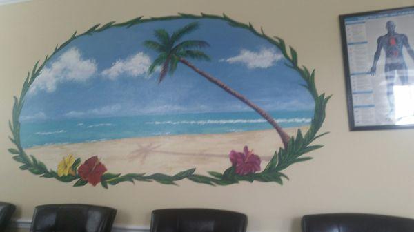 Wall mural in waiting area.