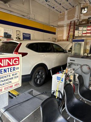 Car during smog check