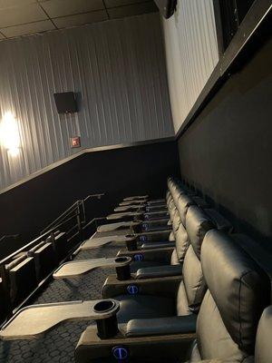 Back row of our six row theater! Reclining leather seats...