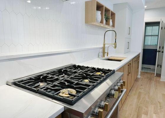 Calacatta Gold Quartz Countertops installed onto this beautiful remodeled home in Cary, North Carolina