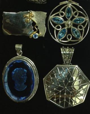 Sterling Hand Crafted Pins, Pendants and Bracelets