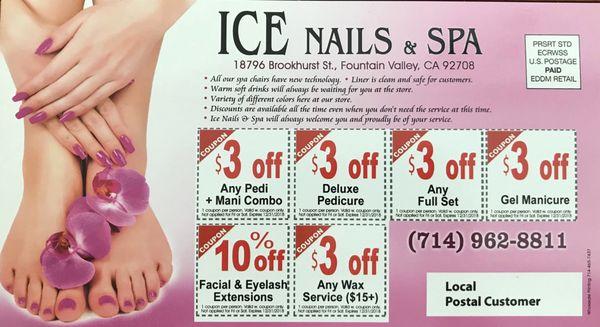 NEW CLIENTS SPECIAL !!! Please call 714-962-8811 to book your appoinment . Visit our website: http://icenailsspa.com/