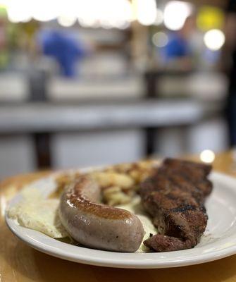 Steak & Eggs + Bratwurst