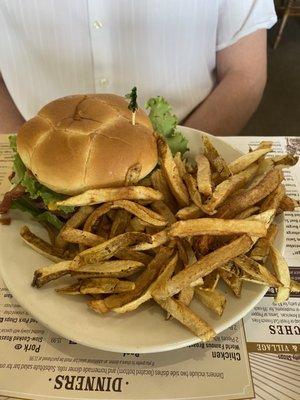 Bacon burger and fries