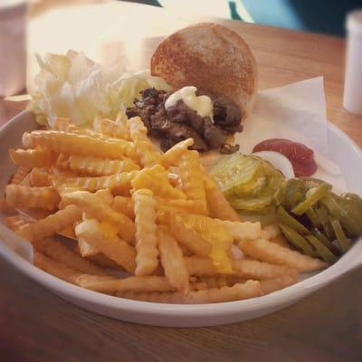 Bulgogi burger with fries! Delishhh.