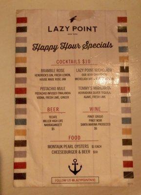 Happy hour menu (Oct 2019)