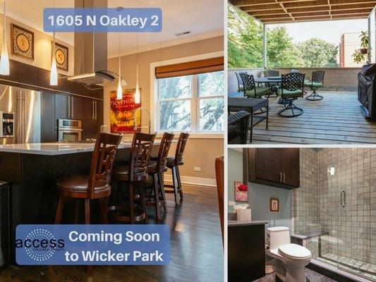 Coming soon to market in Wicker Park: this stunning, luxury 2-bed 2.5-bath condo with two private decks and a full show kitchen.