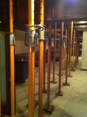 Under Floor pole shoring supports for installing two 8,000 lb.  TRTL -30 x 6 safes