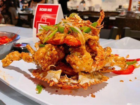 Salt toasted blue crab - no place better than here for this tasty dish! 3 crabs = $30 as of 4/22/22.