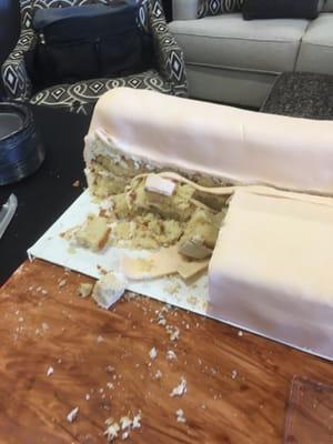 The cake was dry and easily fell apart.