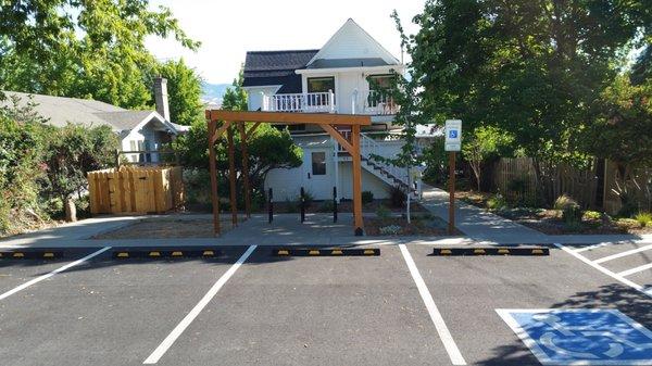 Parking at the rear of Siskiyou Massage Center