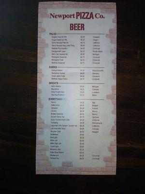 Drink menu