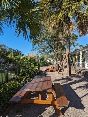 Patio with dog park right next door