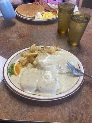 Biscuits and gravy and pancake breakfast