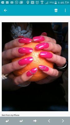 Hot pink with crystal roundstones