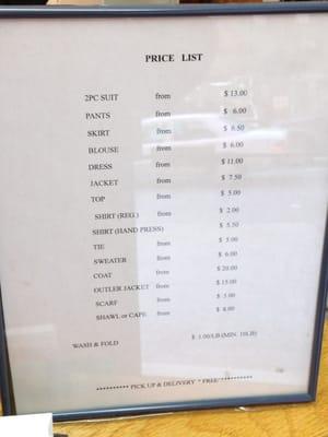 Price list