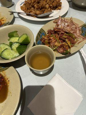 cold dishes - cucumber, pig ears, husband wife meat