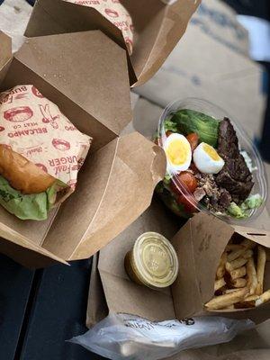 Belcampo Burger Steak Cobb Salad Fries