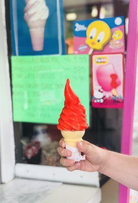 Kiddie cone with a cherry dip