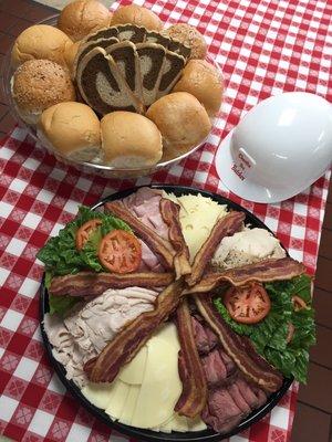 Platter with Pizzazz delivered for 15 people or more.  Check out the Catering Menu for more.