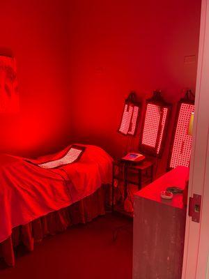 Red light therapy room