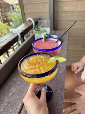 Mango jalapeño margarita and strawberry margarita